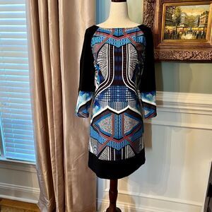NWOT Women's Hale Bob Geometric Print Shift Style Dress Size MEDIUM